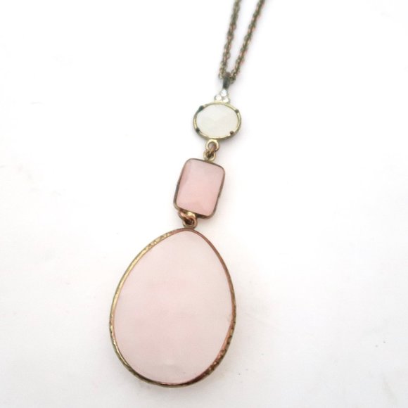 LOFT Y-drop necklace w rose quartz pendant - Picture 3 of 4